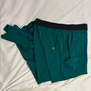 Healing Hands Green Scrubs- Joggers with Black Waistband